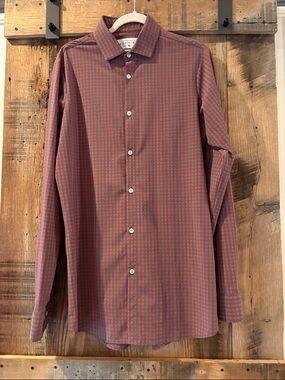 Mizzen+Main Red and Gray Checkered Dress Shirt
